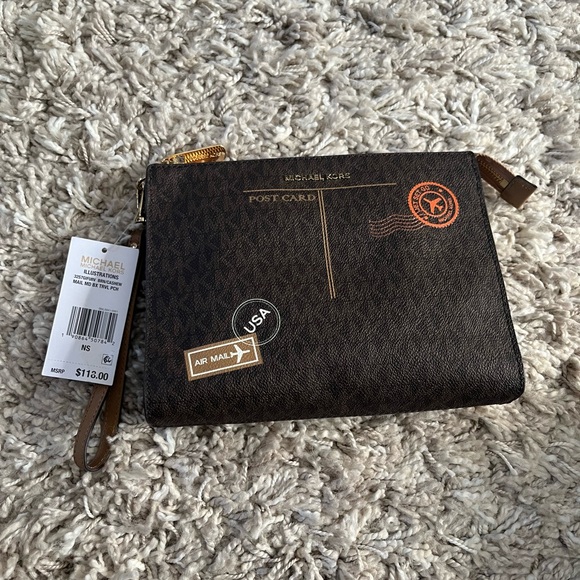 NWT Michael Kors Illustrations Airmail travel pouch wristlet - Picture 1 of 8